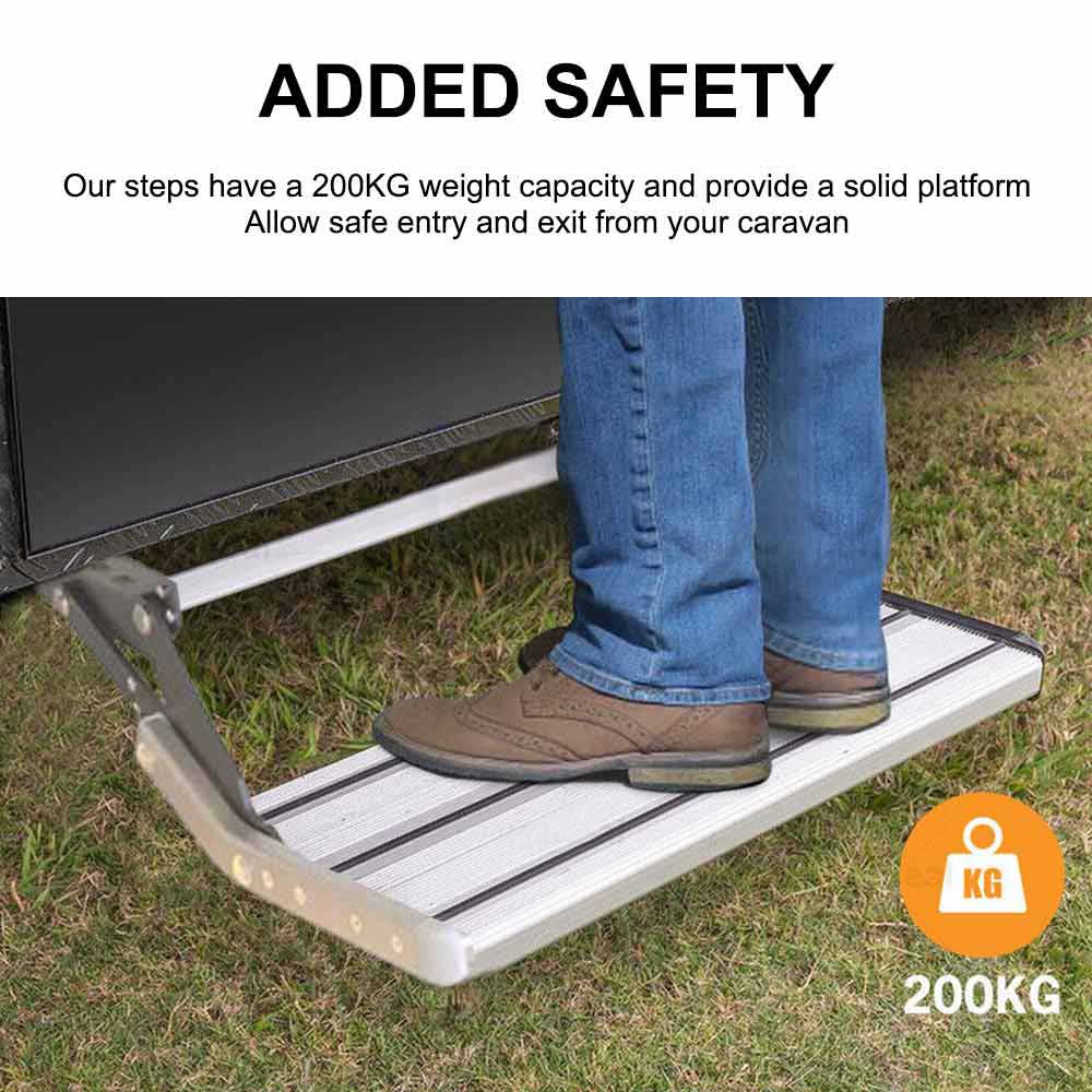 12V Electric Single RV Step -  Aluminum Pull Out Folding Step for Caravan & Motorhome
