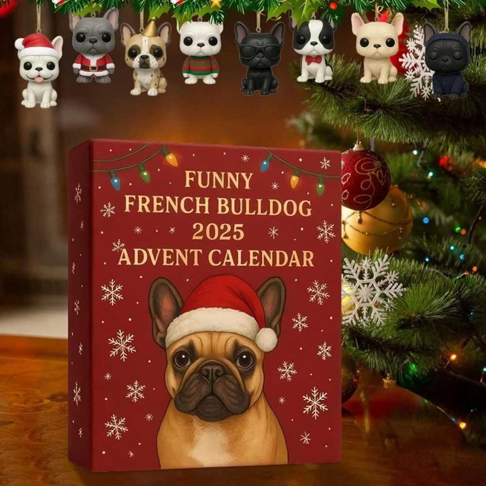 2025 French Bulldog Advent Calendar - 24 Days of Hilarious Countdown with Adorable 2D Frenchie Ornaments