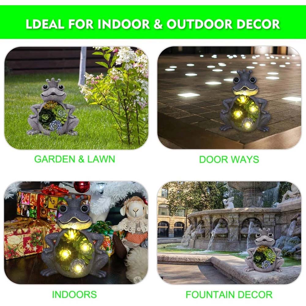 Solar Powered Light Up Fantasy Frog Garden Ornament - Outdoor LED Decor