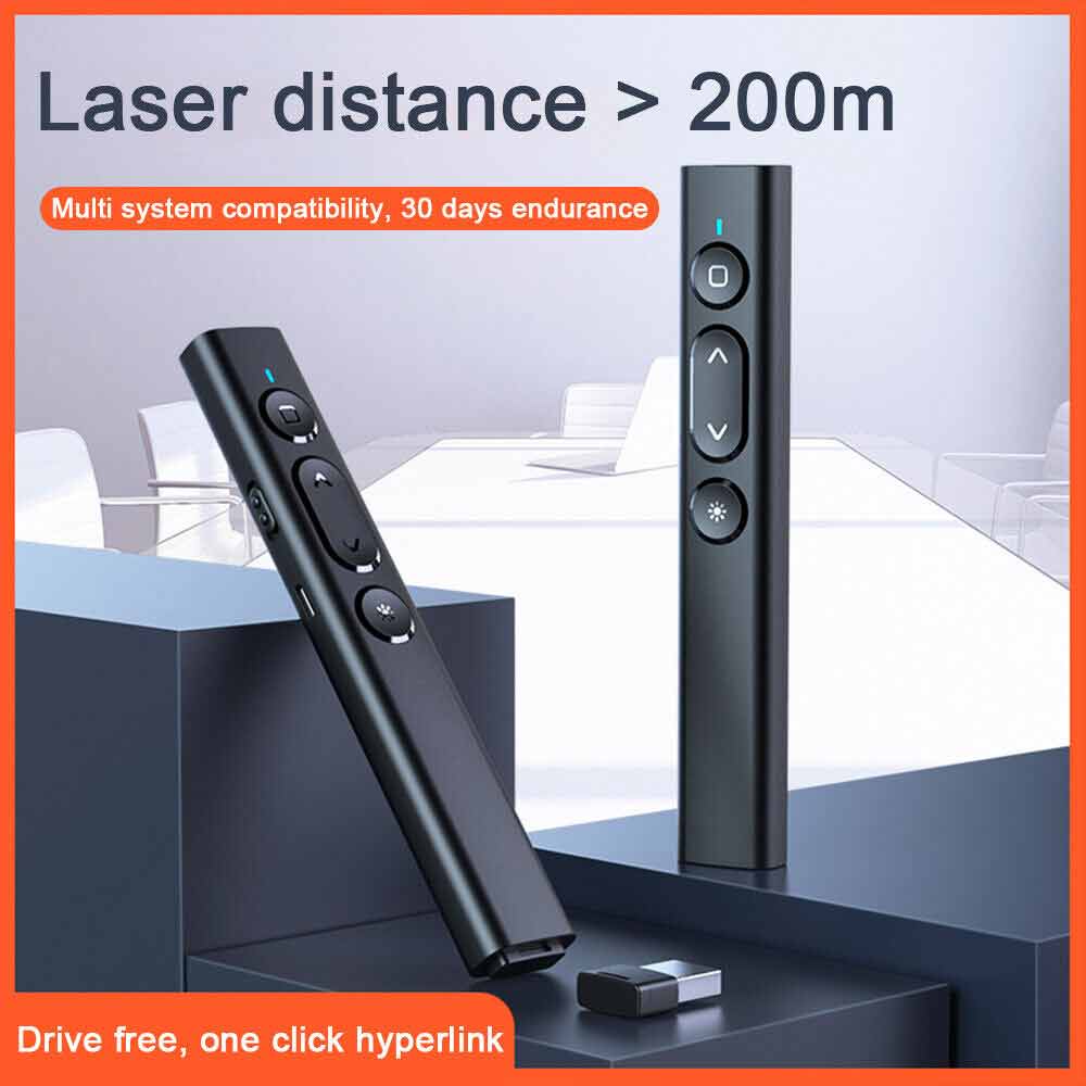 S7 Wireless Presenter Remote, Laser Pointer PowerPoint Clicker for PC/MAC - Hyperlink, Volume Control, USB-C Charging