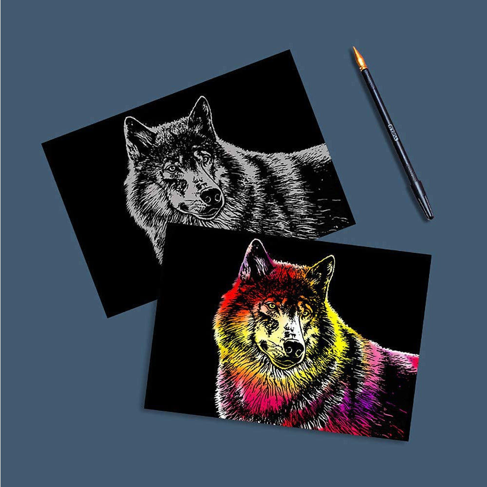 4PCS Scratch Art Rainbow Paper A4 for Adults and Kids DIY Art Craft Painting Scratchboard