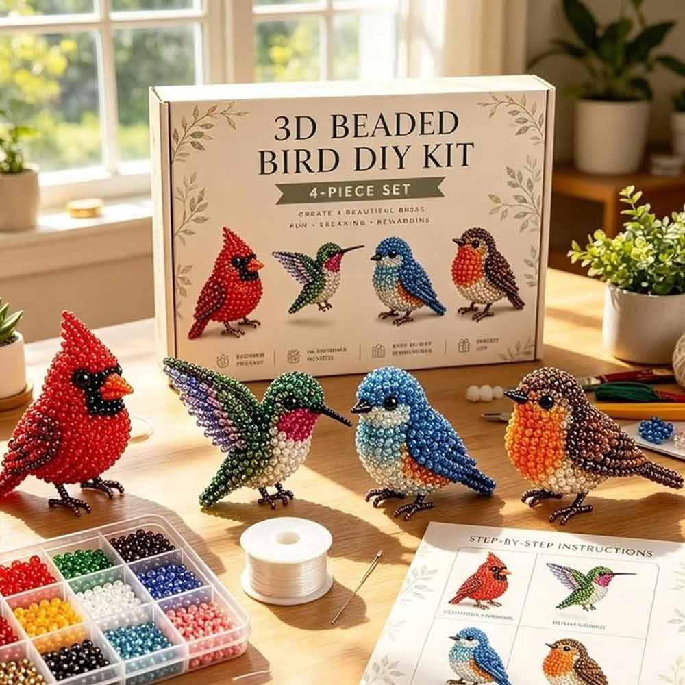 Beaded Animal Craft Kit – 3D DIY Embroidery Handmade Set for Teens & Adults