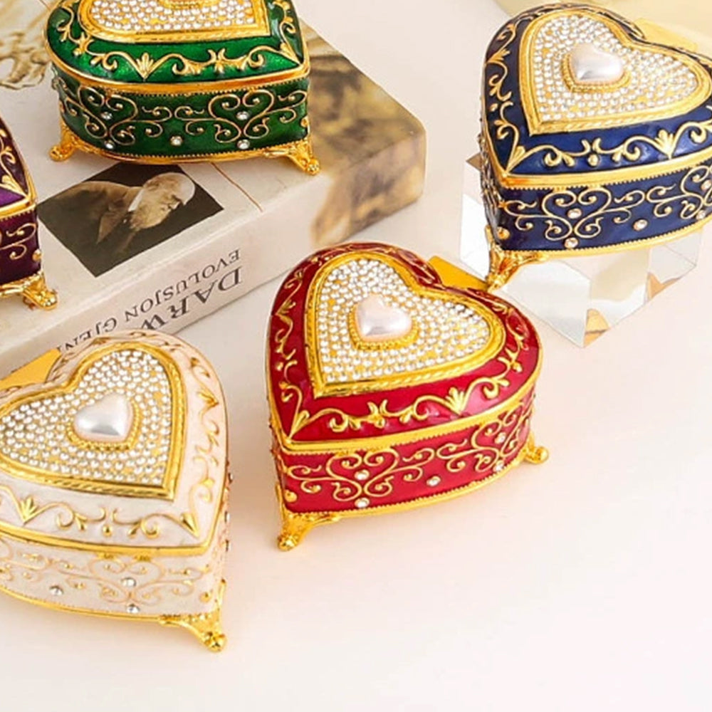 Trinket Jewellery Box – Vintage Alloy Organiser, Ring Necklace Storage Case