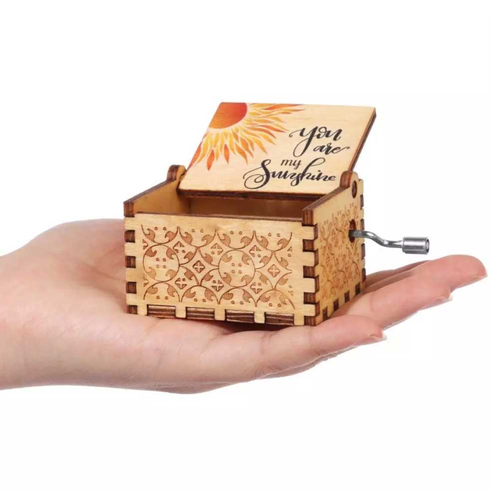 Gifts Hand-Cranked You are My Sunshine Music Box Musical Boxes Black Engraved