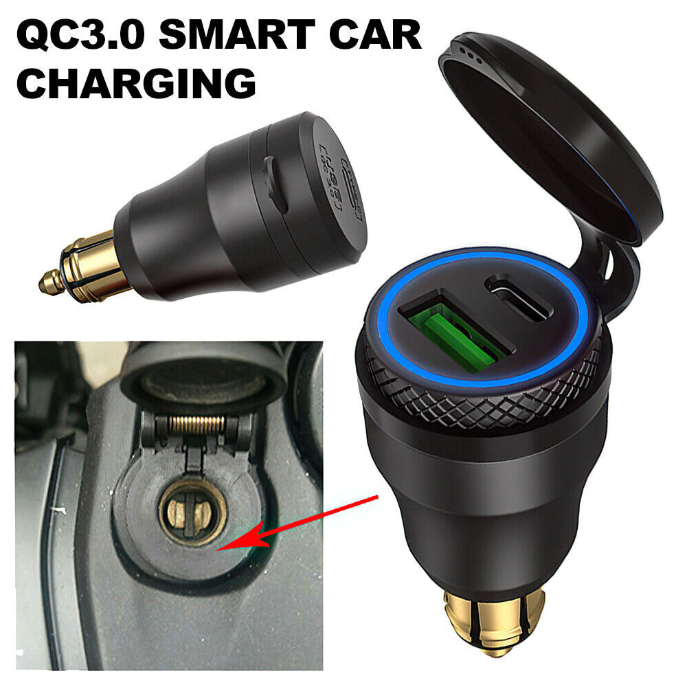 For BMW Ducati Triumph Motorcycle Dual USB Charger Hella DIN Type C Plug Sockets