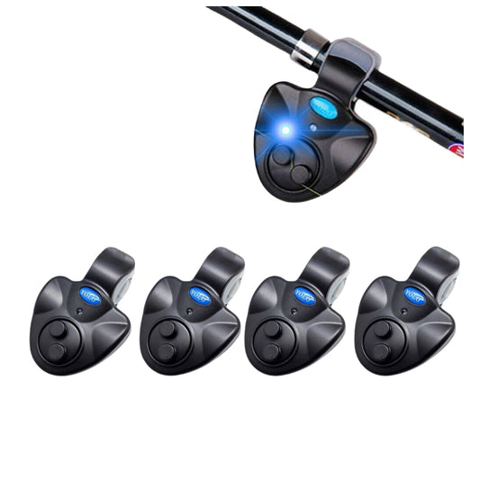 4pcs Electronic Fish Bite Sound Alarm LED Light Alert Bell Clip-On Fishing Rod