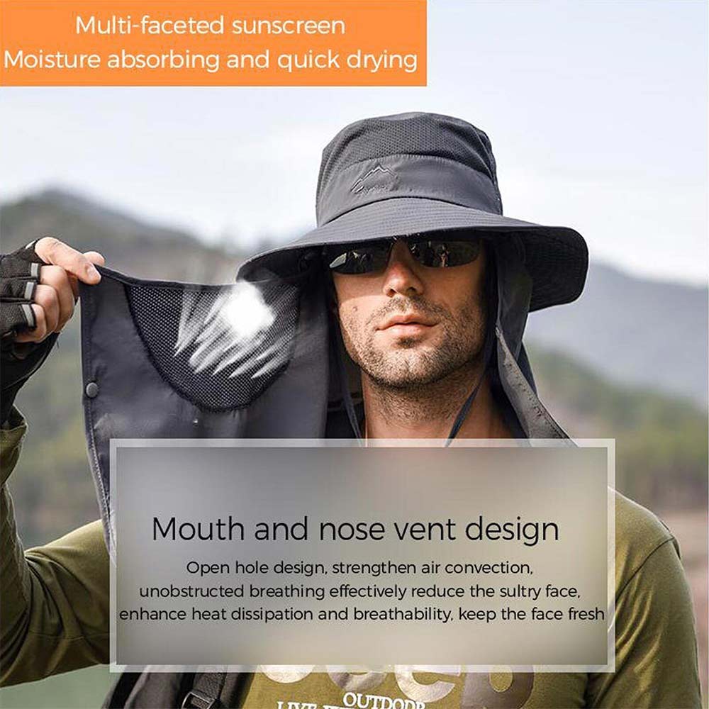 Outdoor Sun UV Protection Fishing Cap Neck Face Flap Hat Wide Brim Cover Summer