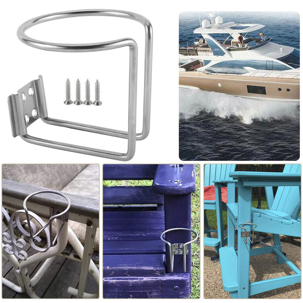 2pcs Stainless Steel Boat Ring Cup Drink Holder for Marine Yacht Truck RV Car Trailer