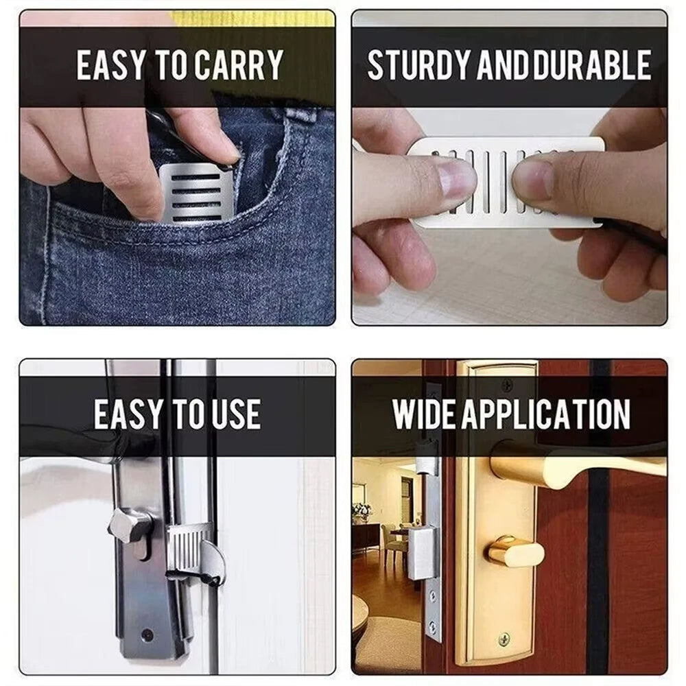 Portable Door Lock – 8cm Stainless Steel Anti-Theft Security Blocker Tool