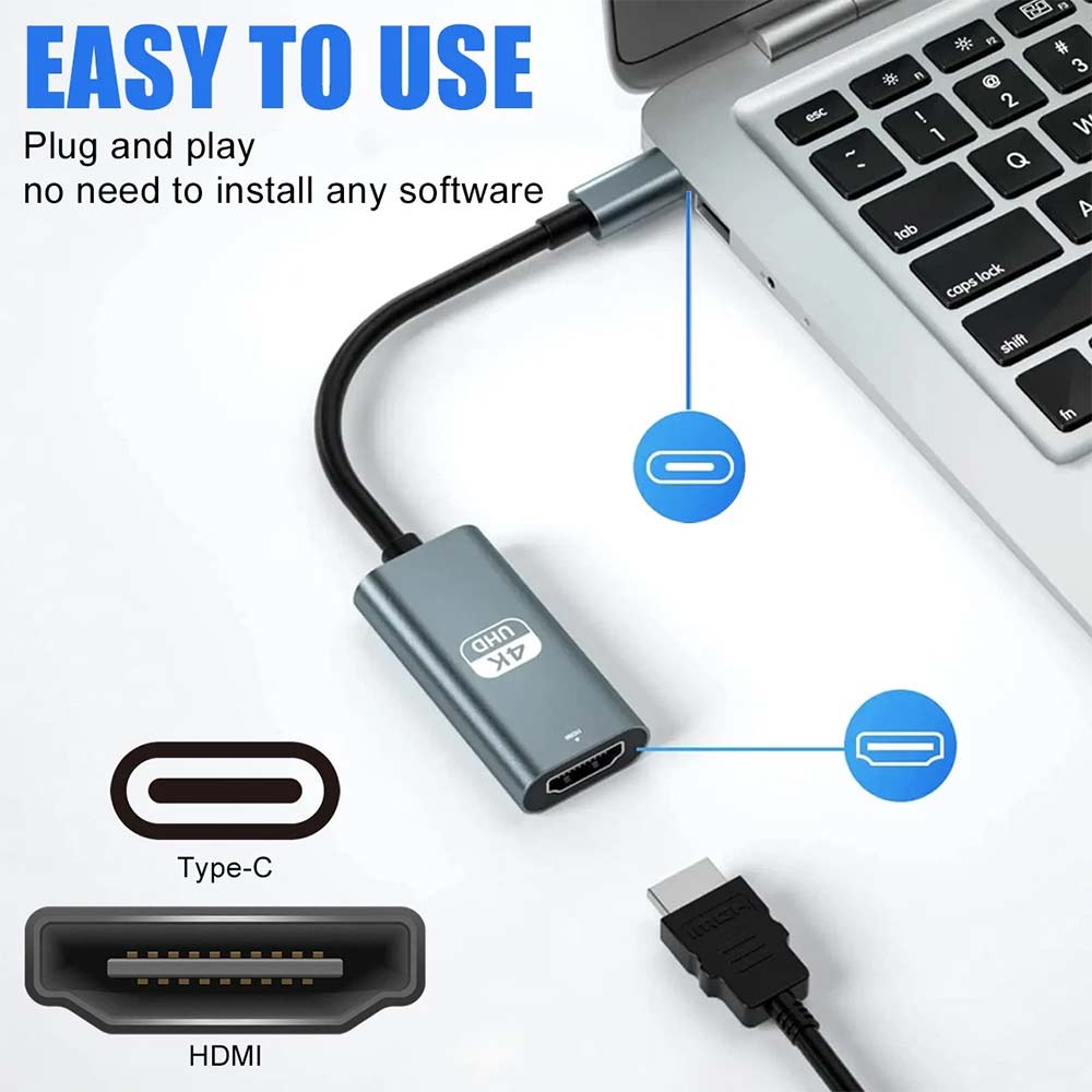 USB 3.1 Type C to HDMI Adapter Cable - 4K 60Hz for Laptop, Tablet, TV