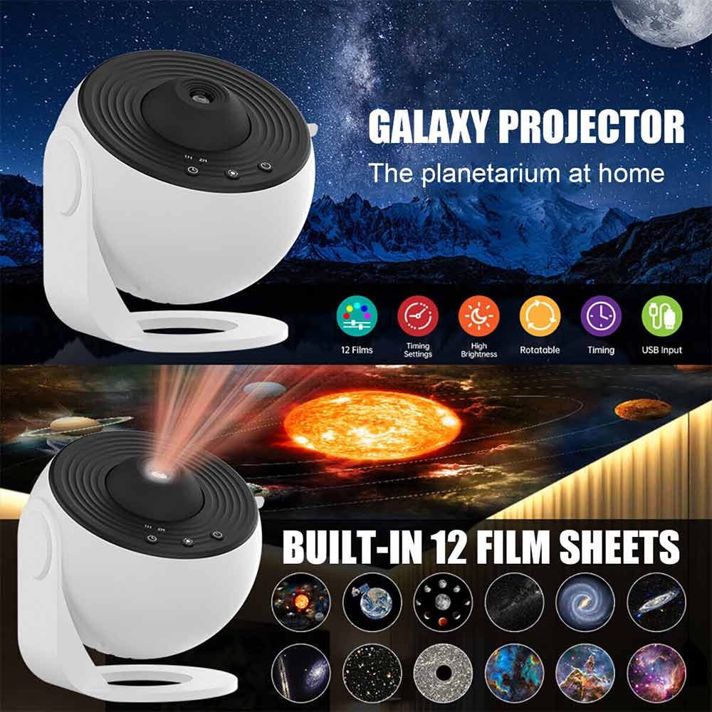 12in1 Planetarium Galaxy Starry Sky Projector Night Light Rotating Star LED Lamp