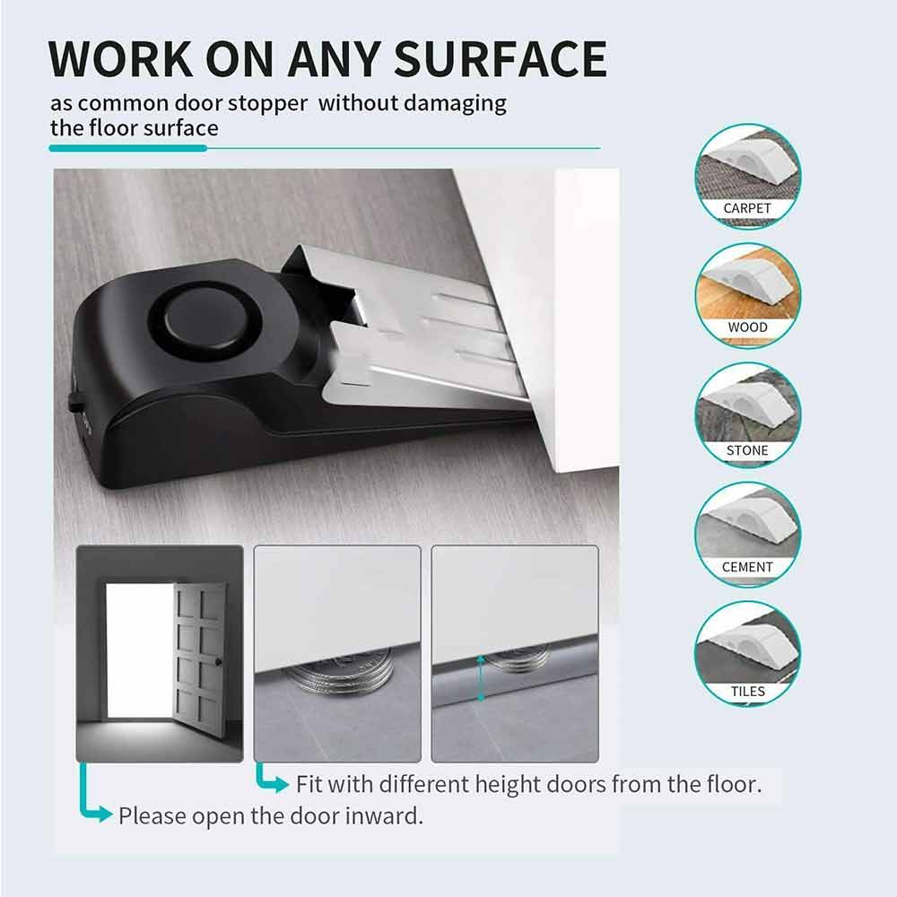 Home Security Wedge Door Stop Alarm System Device Intruder Alert Detection