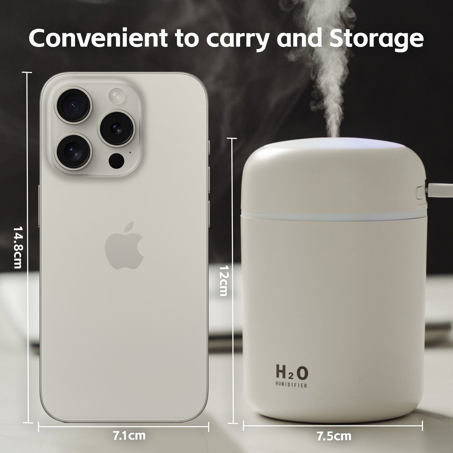 Living Today Mini LED Ultrasonic Humidifier 300ml