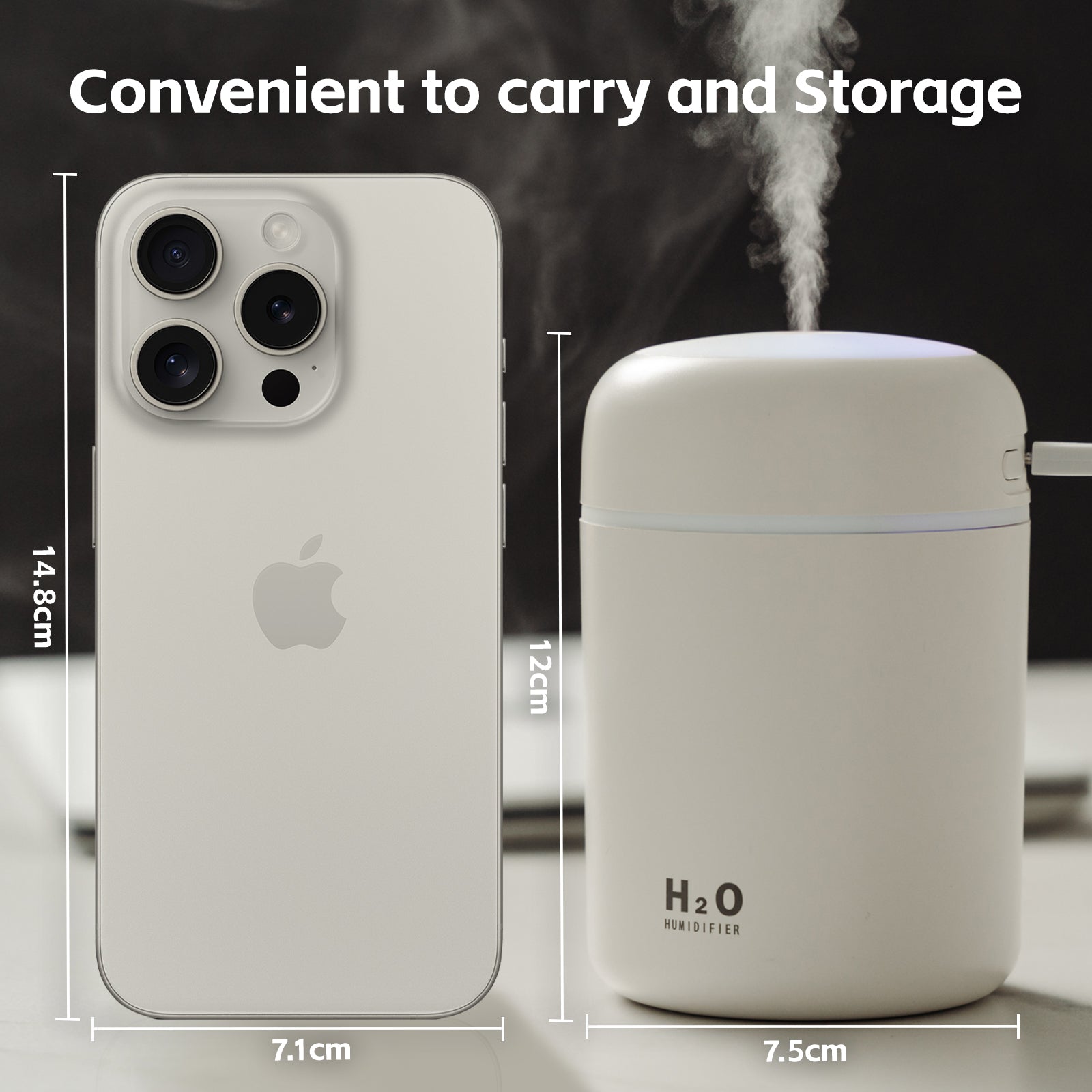 Living Today Mini LED Ultrasonic Humidifier 300ml