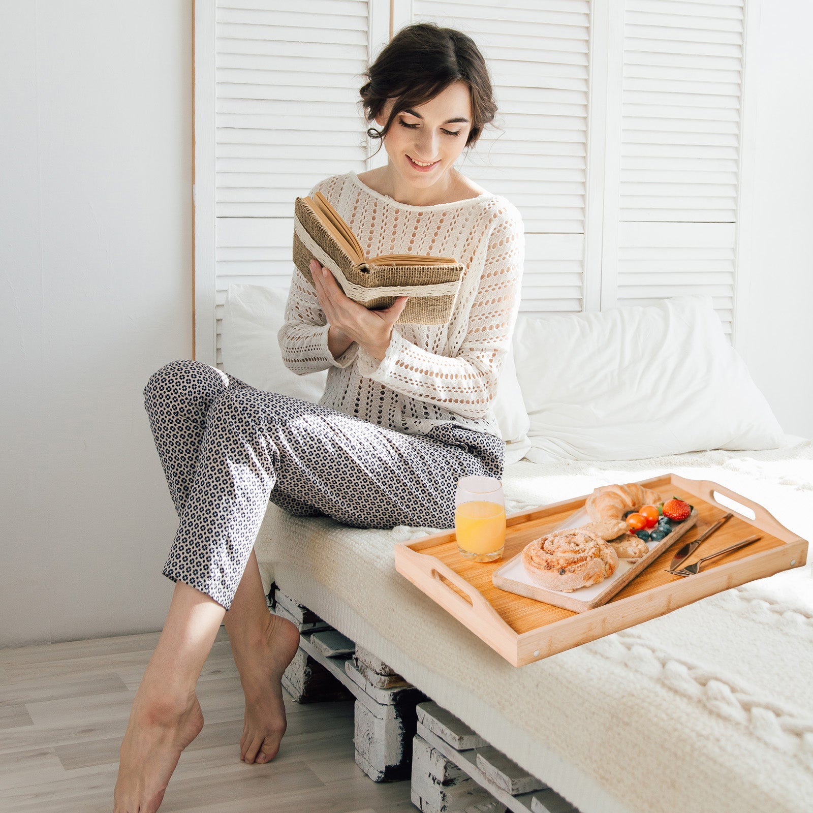 Foldable Bamboo Bed Tray / Breakfast Serving Table