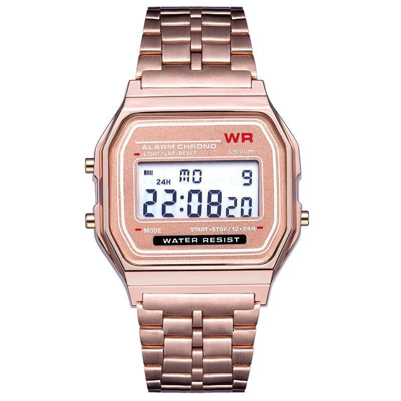 LED Electronic Watch – Retro Square Digital Watch with Stainless Steel Band