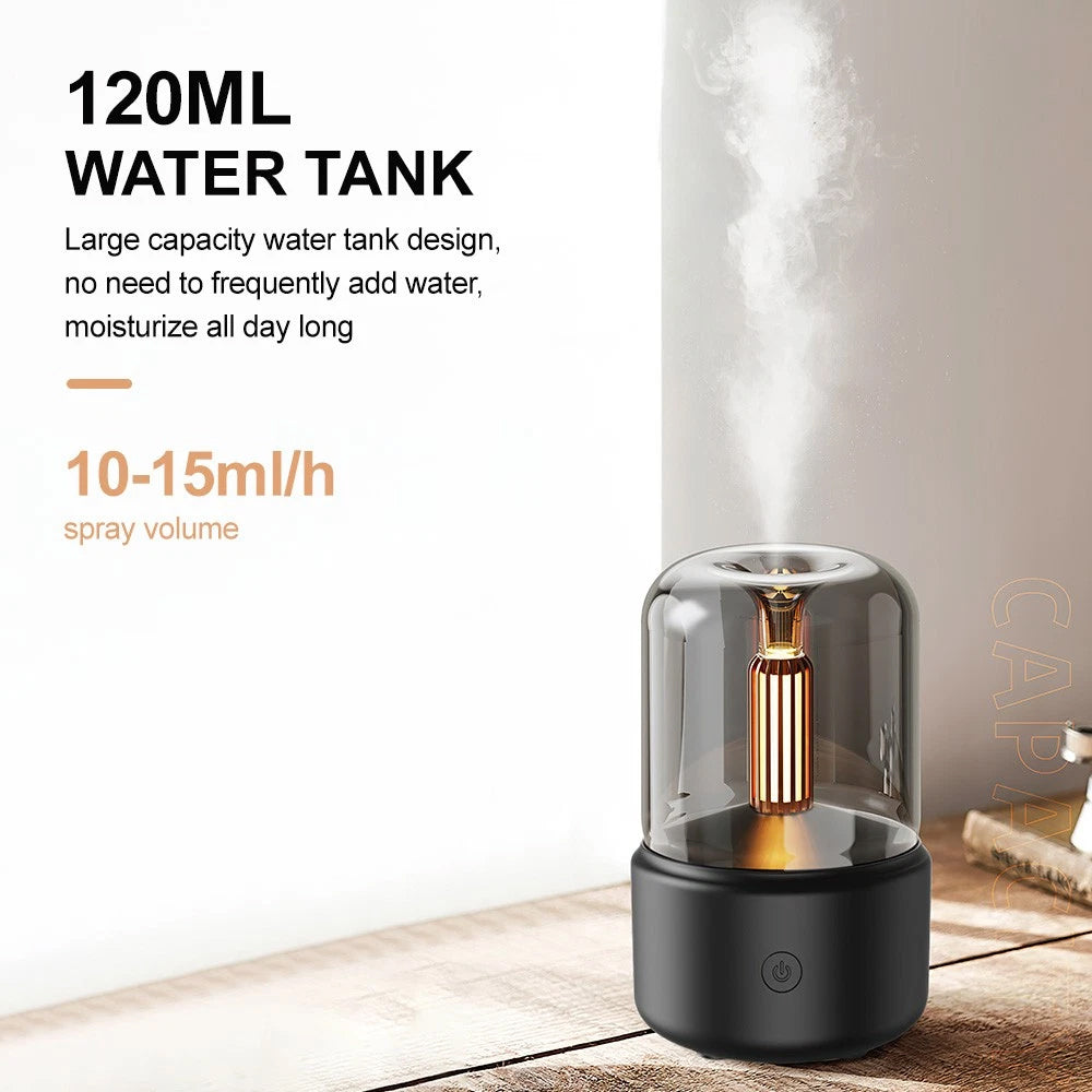 Black Vintage USB Candlelight Aroma Diffuser - 120ml Essential Oil Humidifier