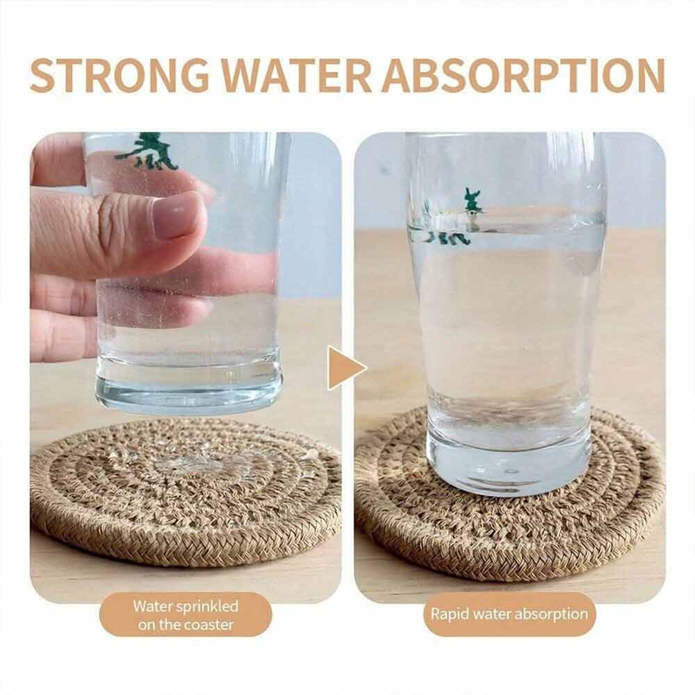 8-Piece Cup Coaster Set – Non-Woven Heat Resistant Mat with Non-Slip Iron Frame