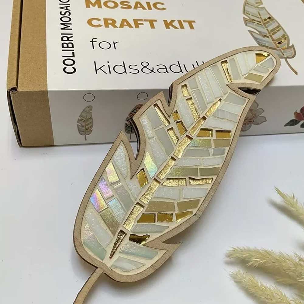 Stained Glass Mosaic Feather Art Crafts Making Kit DIY Mosaic Craft Kit for Kids & Adults