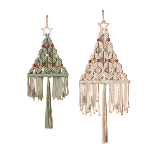 2-Pack Knitted Christmas Tree DIY Kit – Macrame Wall Hanging Decor for Festive Home Crafting