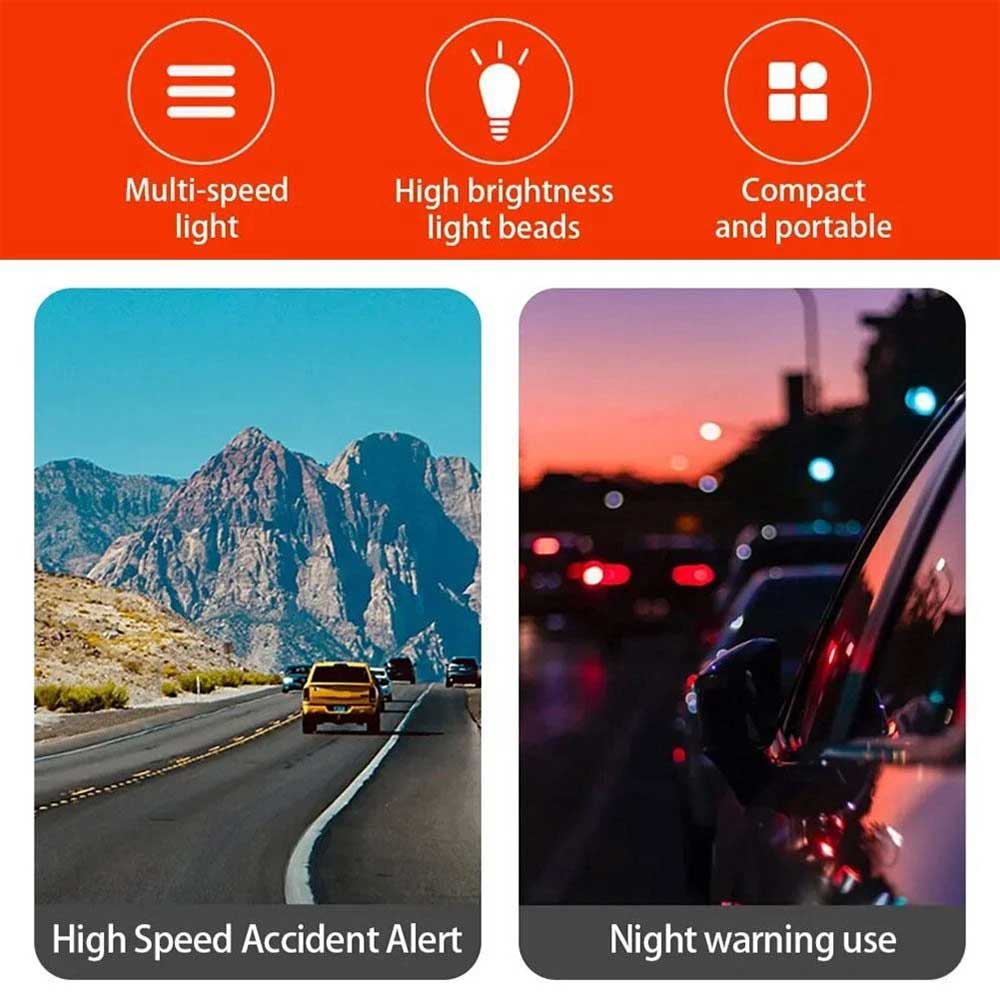 360° Rotating LED Magnetic Car Warning Light - Rechargeable Flashing Safety Beacon