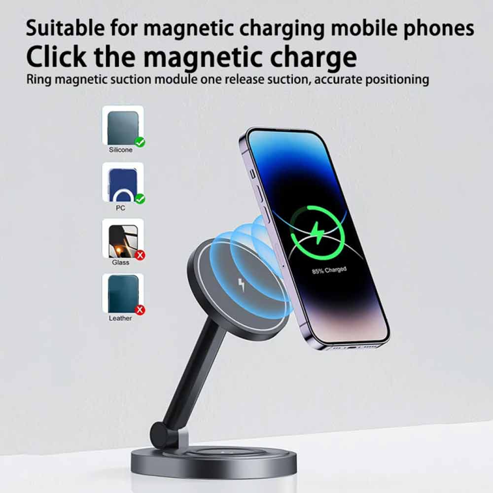 Magnetic Wireless Charger Stand For iPhone 15 14 13 12 Pro Max Magsafe Charger