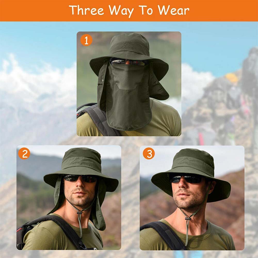 Outdoor Sun UV Protection Fishing Cap Neck Face Flap Hat Wide Brim Cover Summer