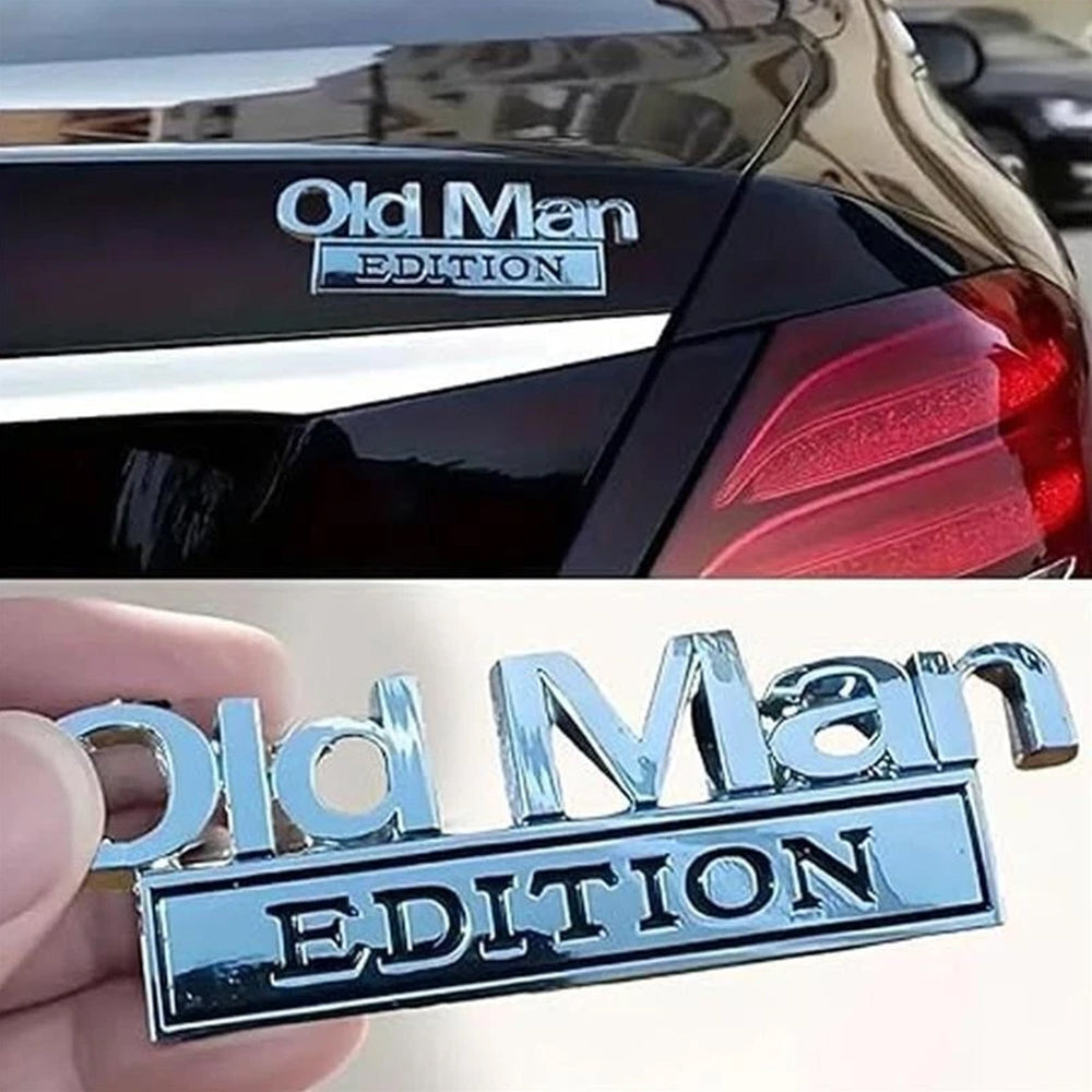Old Man Edition 3D Metal Emblem Badge (2-Pack) - Alloy Car Sticker for Fender, Door, Truck - Multi-Color Options