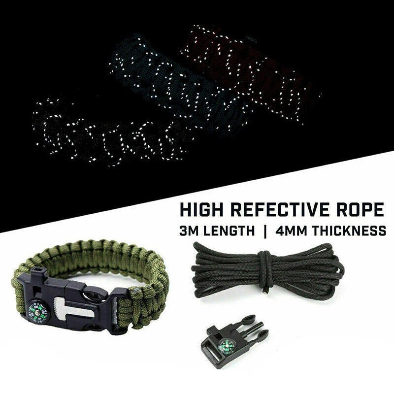 5-in-1 Survival Bracelet – Paracord, Compass, Whistle, Fire Starter, Cutter for Outdoor