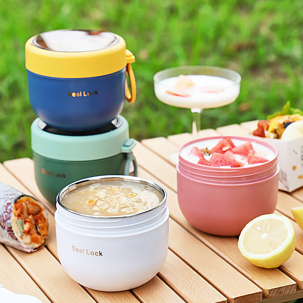 Stainless Steel 600ml Lunch Box Thermos Food Flask Insulated Food Soup Jar