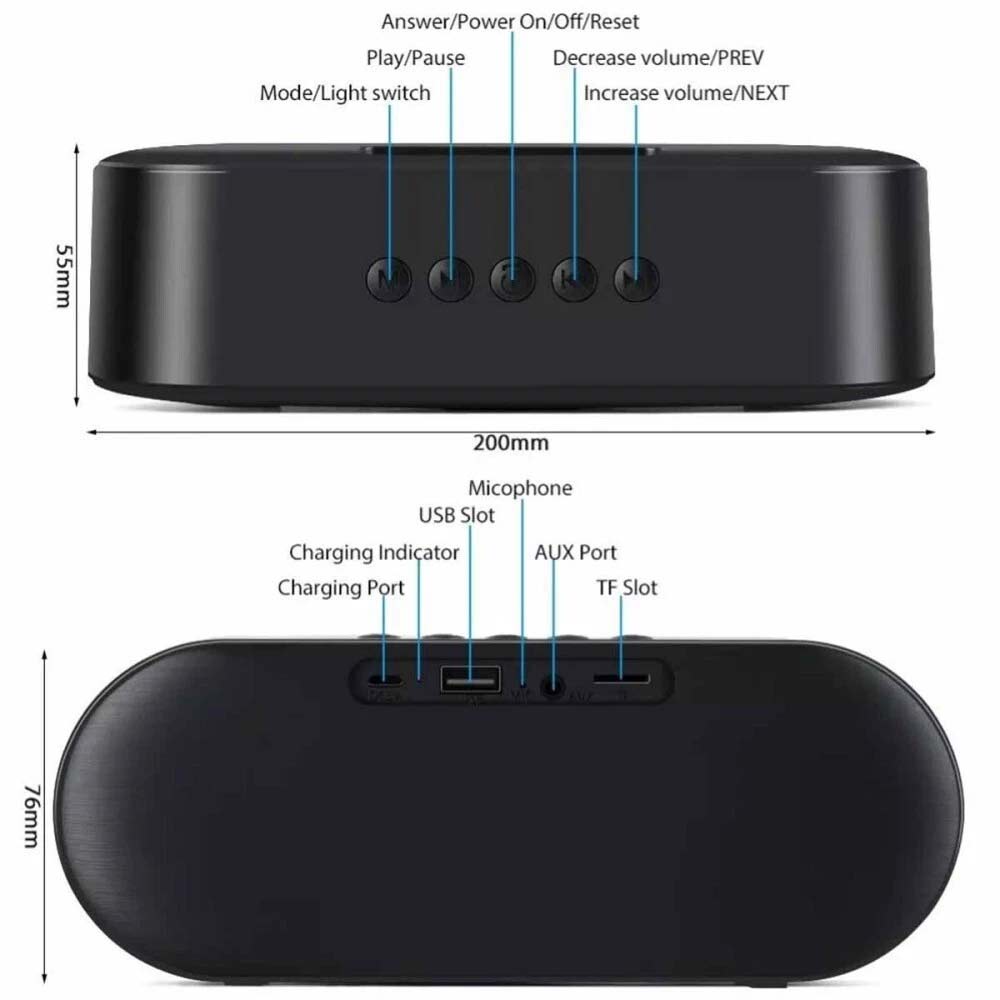 High Bass Ultra Loud Bluetooth Speaker - Portable Wireless Outdoor Speaker, Black
