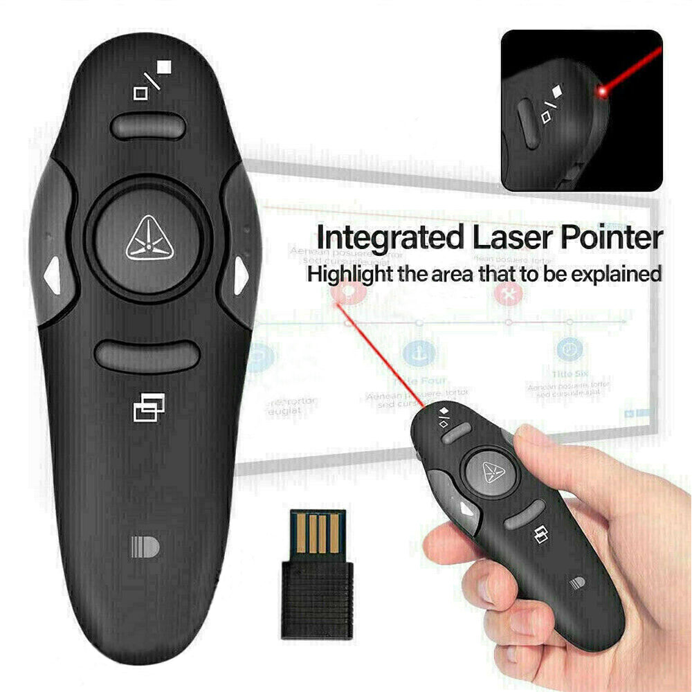 Wireless PowerPoint Presenter – 2.4GHz Presentation Remote with Red Laser Pointer & Page Control