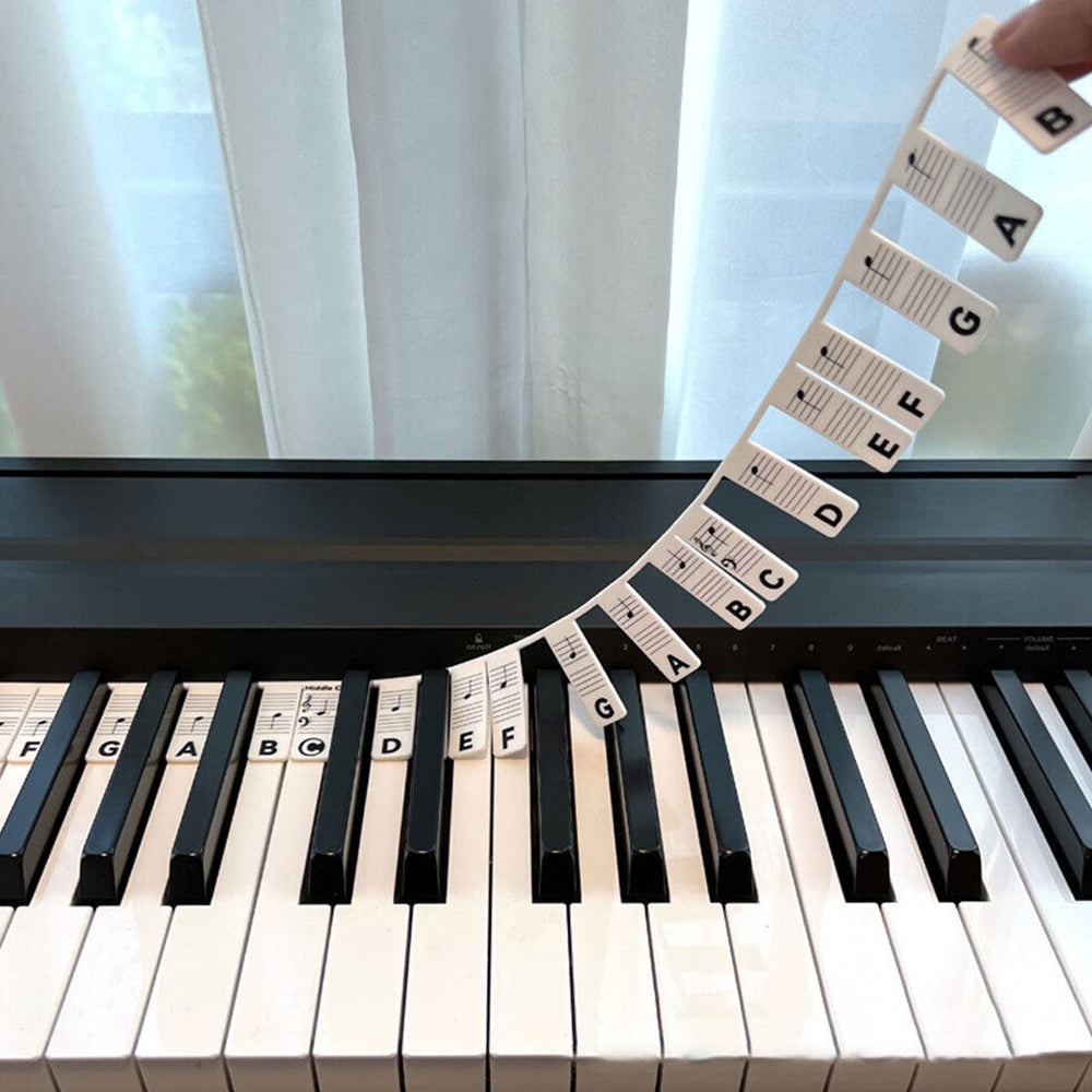 Removable Piano Keyboard Note Labels Reusable Silicone Piano Stickers for 88Keys