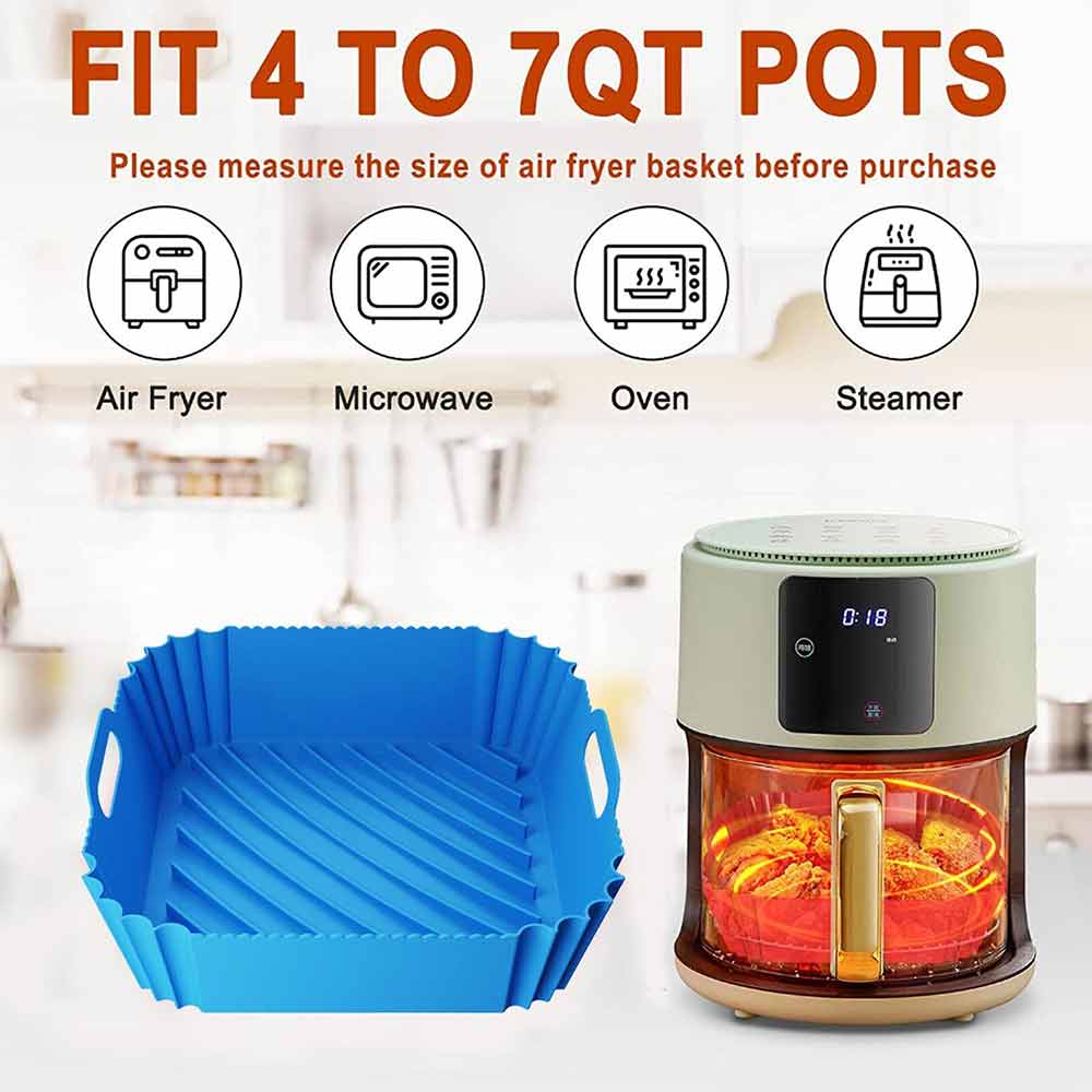 Air Fryer Silicone Pot Air Fryer Basket Liner Non-Stick Reusable Baking Tray