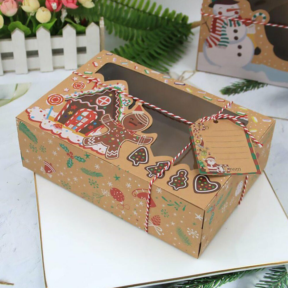 12PCS Christmas Candy Cookie Boxes Bakery Gift Boxes Cupcake Muffin Cake Box