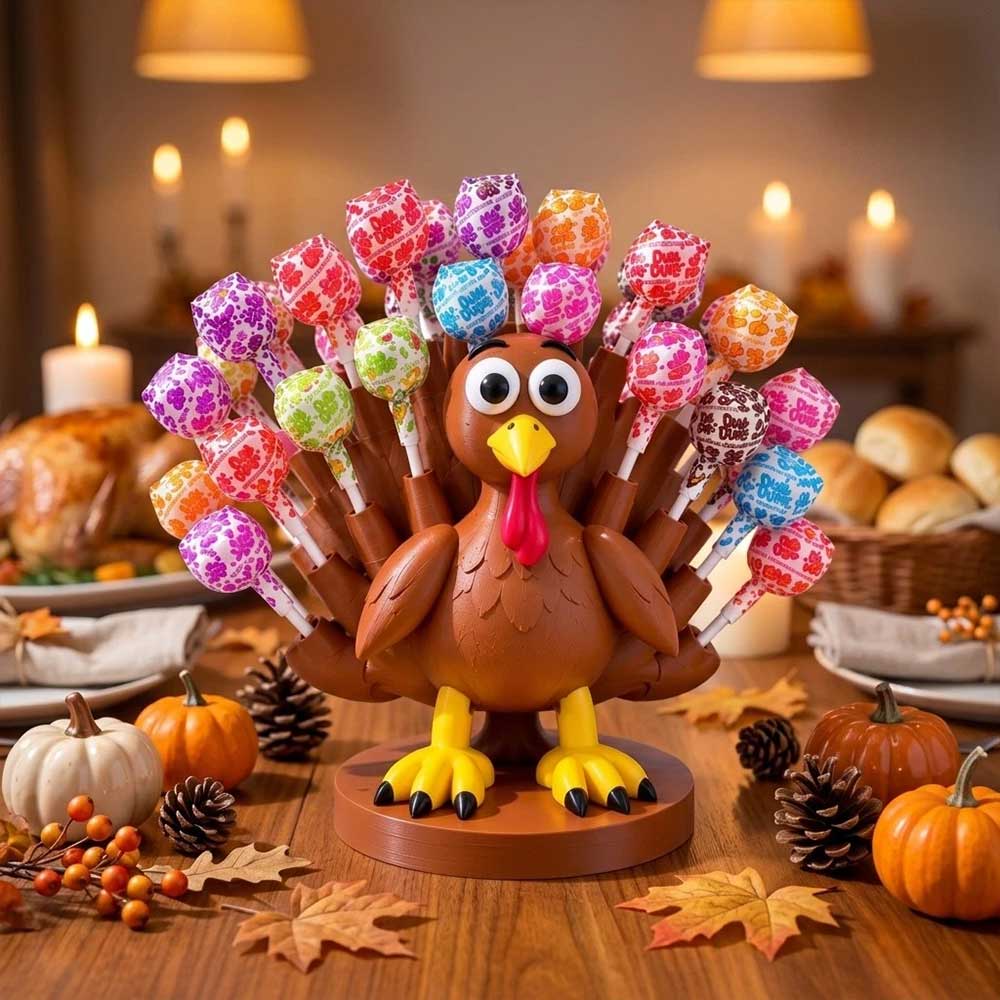 3D Turkey Lollipop Holder – Thanksgiving Candy Display Stand for Holiday Decor