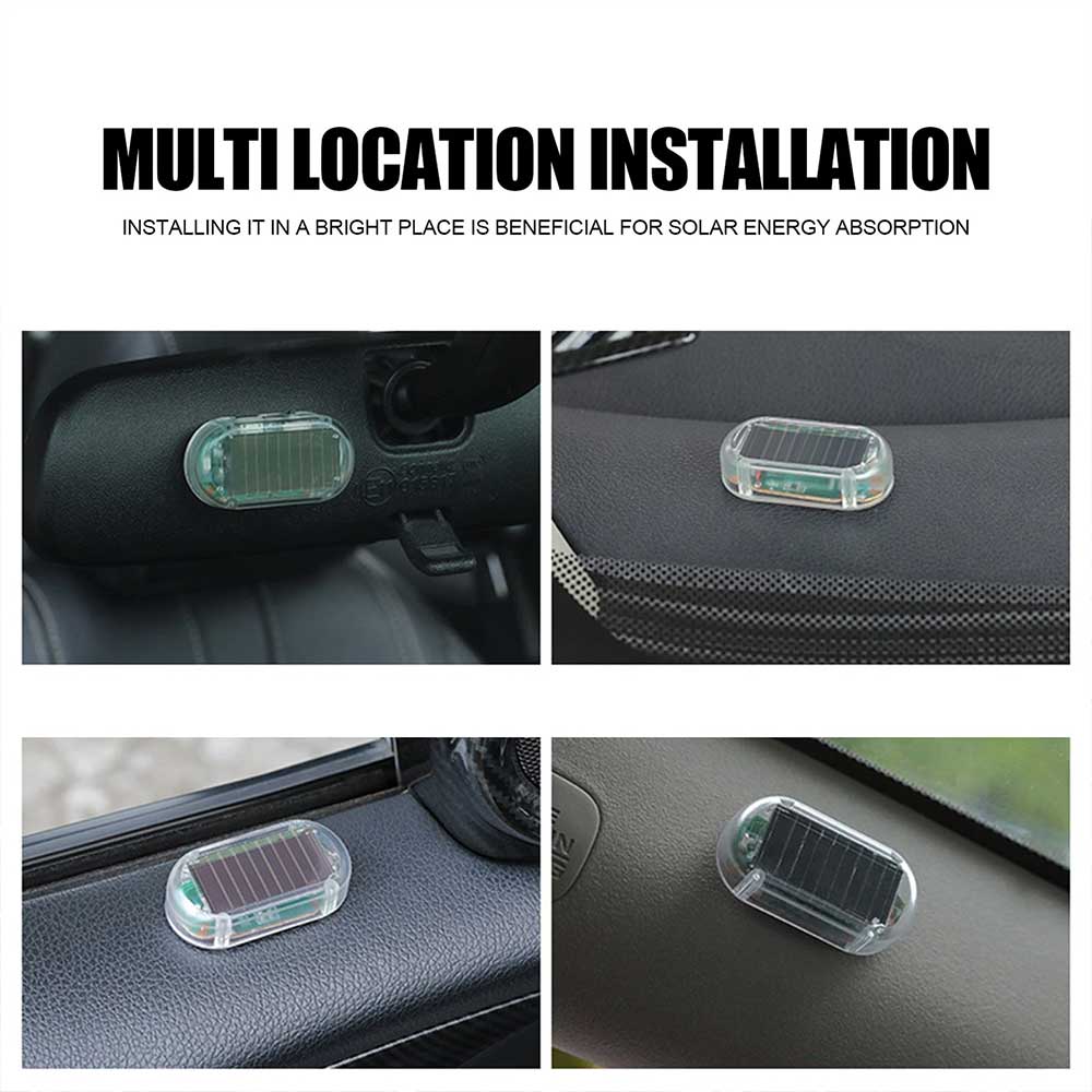 2PCS Solar Dummy Alarm LED Lights - Car Anti-Theft Flashing Warning Security