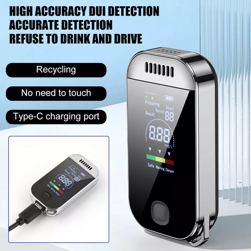 Professional LCD Digital Breath Alcohol Tester – Police-Grade Portable Breathalyzer with Data Memory