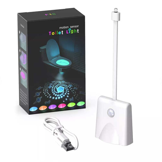 Toilet Bowl LED Night Light Motion Activated Seat Sensor Bathroom Lamp Light Rechargeable