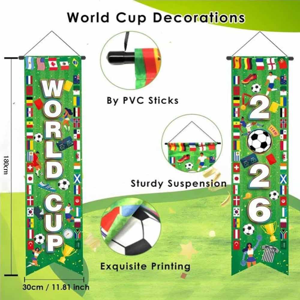World Cup 2026 Football Door Banner – Decorative Football Curtain, 2-Piece Set
