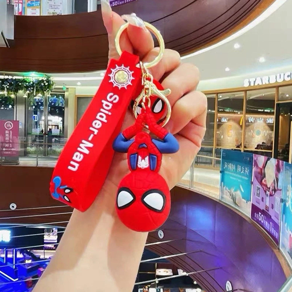 Spider-Man Cartoon Keychain – 3D Figure Keyring, Bag Clip Gift Set for Fans