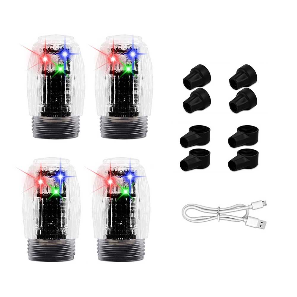 4-Pack LED Tire Valve Stem Cap Lights - Vibration-Activated Strobe Flash for Car, Truck, Motorcycle Wheels