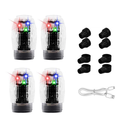 4-Pack LED Tire Valve Stem Cap Lights - Vibration-Activated Strobe Flash for Car, Truck, Motorcycle Wheels