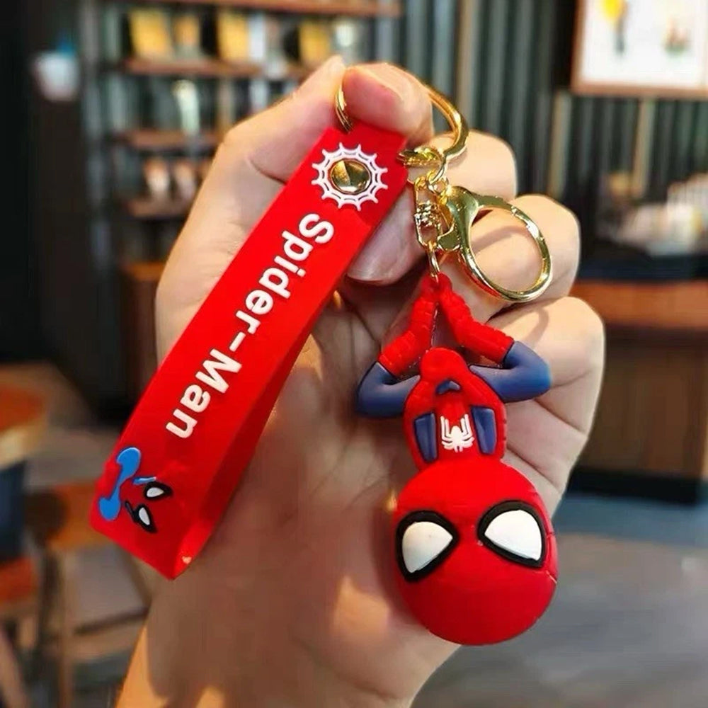 Spider-Man Cartoon Keychain – 3D Figure Keyring, Bag Clip Gift Set for Fans