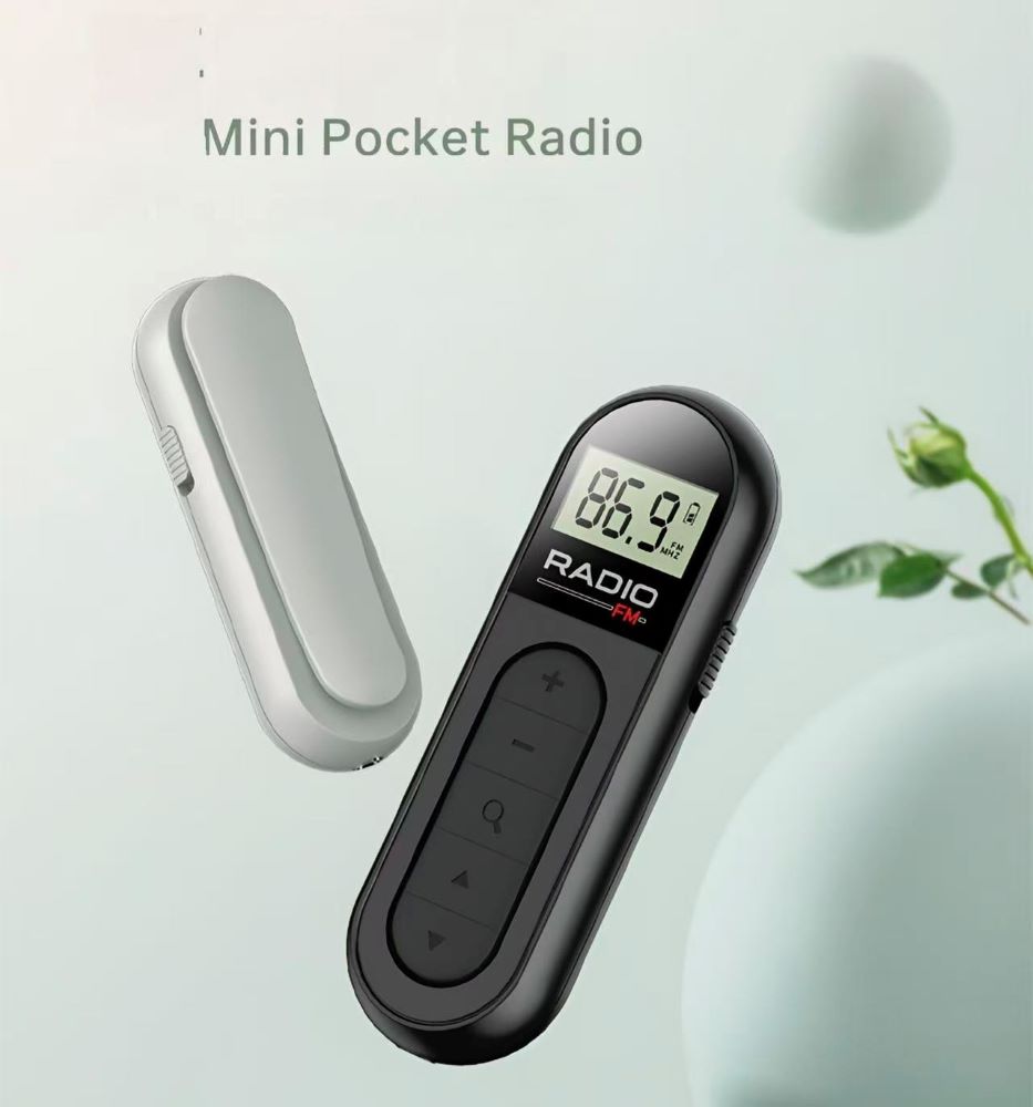 Mini FM Radio – Portable Clip-On Rechargeable Radio for Meeting, Tour Guide, Racing & Sports