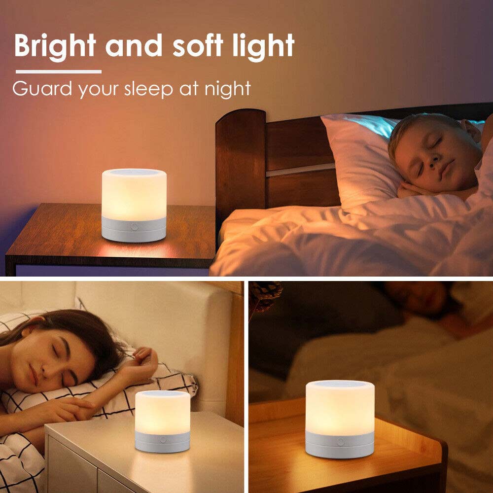 Touch Night Light USB Rechargeable LED Bedside Table Lighting Lamp Dimmable Gift