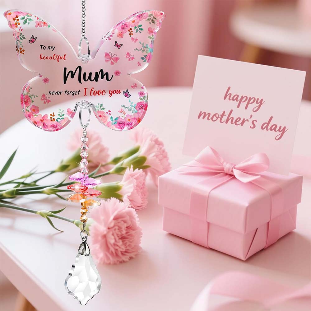 Mother's Day Unique Gift for Mum - Butterfly Acrylic Crystal Suncatcher from Daughter Son
