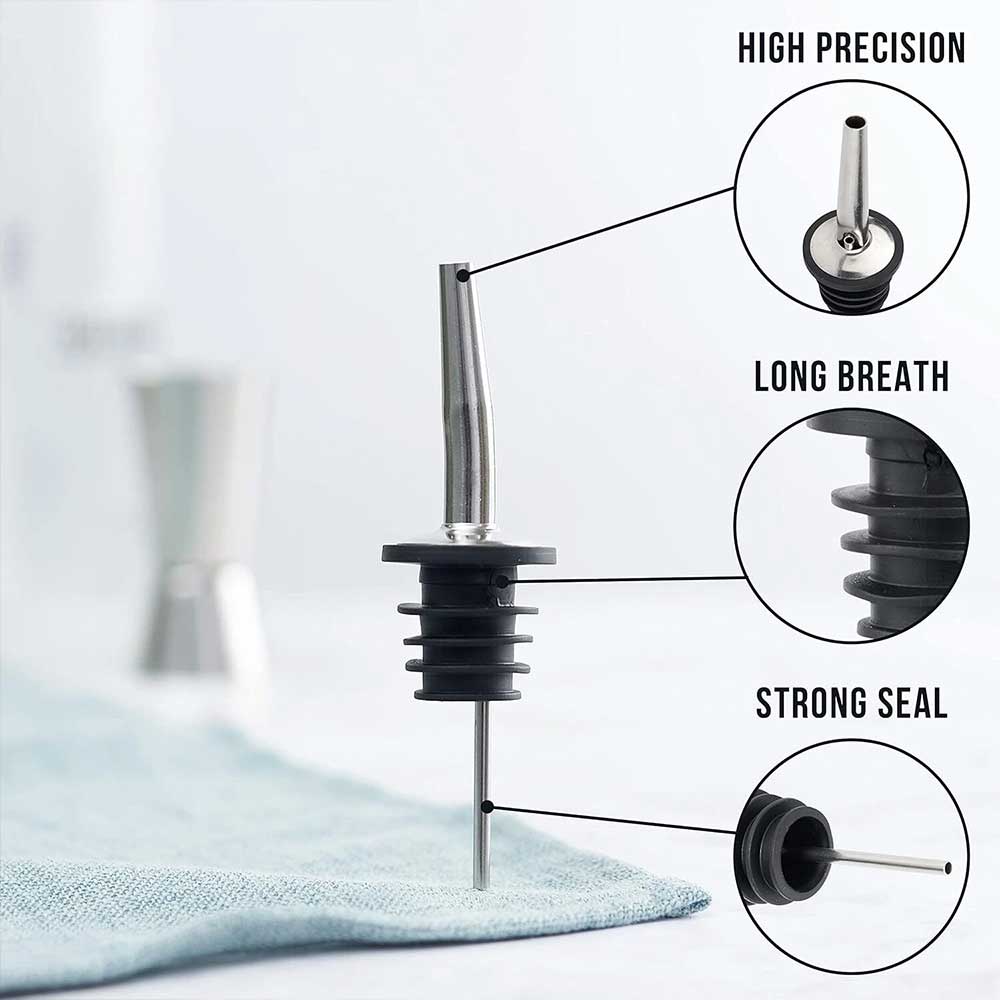10 x Stainless Steel Bottle Spouts Oil Wine Liquor Pourer Dispenser Pour Stopper