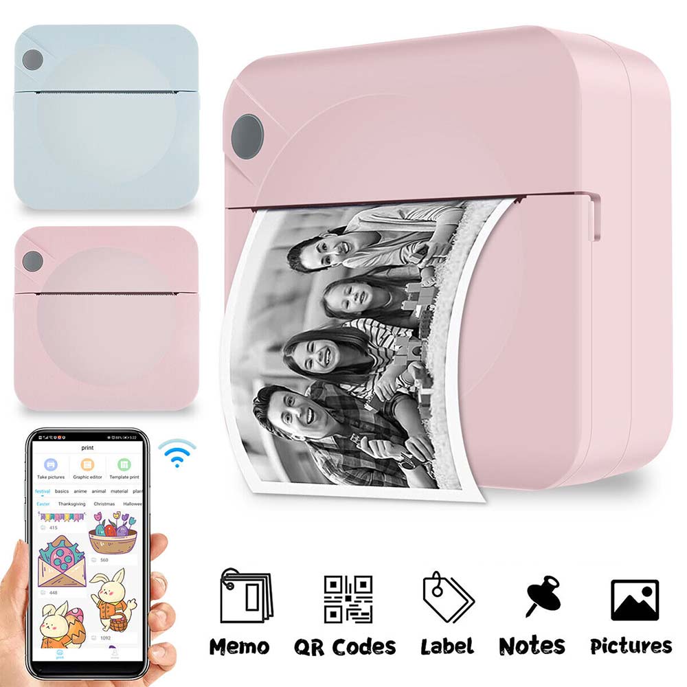 Mini Pocket Printer Bluetooth Wireless Thermal Printer Printing Paper Inkless