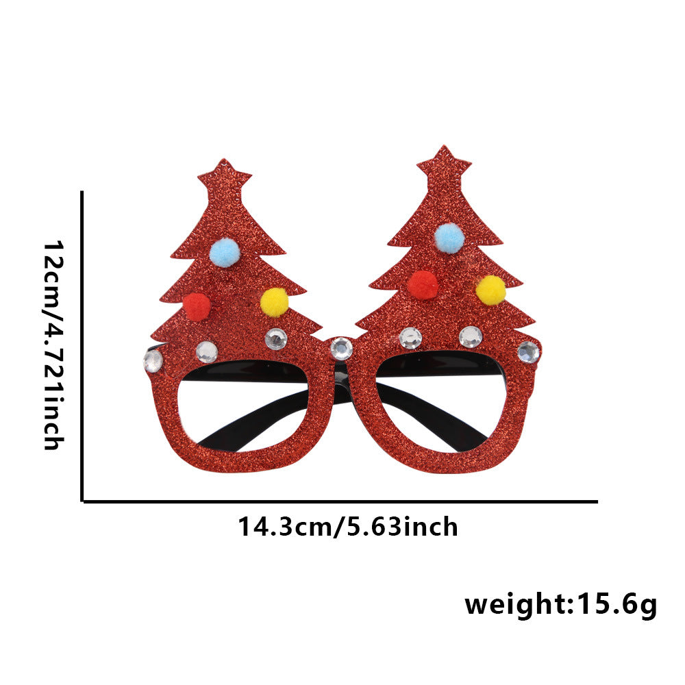Glitter Christmas Tree Glasses – Rhinestone Party Eyewear for Holiday Events